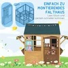 AIYAPLAY sulankstomas medinis žaidimų namelis vaikams, lauko žaidimų namelis su langais, durimis, palange, lietaus kepurėmis, sodo namelis vaikams nuo 3-8 metų