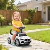 AIYAPLAY Mercedes-Benz C-Class vaikiškas paspirtukas-mašinėlė su garsiniu signalu, variklio garsais, daiktadėže, 18-36 mėn. vaikams, balta