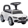 AIYAPLAY Mercedes-Benz C-Class vaikiškas paspirtukas-mašinėlė su garsiniu signalu, variklio garsais, daiktadėže, 18-36 mėn. vaikams, balta