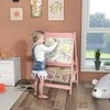 Vaikiška lenta, 3 in 1 vaikiškas molbertas, dvipusė vaikiška žaidimų lenta, lenta ir kreida, pastatoma lenta su popieriaus ritinėliu, 2 laikymo dėžės, kiti priedai