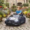 AIYAPLAY vaikiškas elektromobilis, Mercedes dizainas, 12V varikliai, nuotolinio valdymo pultas, LED žibintai, muzika, 3-6 metų vaikams, pilkas
