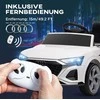 AIYAPLAY vaikiškas elektrinis automobilis 12V vaikiškas automobilis su 2.4G nuotolinio valdymo pulteliu, MP3 muzika ir garso signalu, elektrinis automobilis su priekiniais žibintais, 4 spyruokliniai ratai, 3-5 km/h, skirtas 3-6 metų vaikams, baltas
