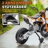 AIYAPLAY vaikiškas elektrinis motociklas, 12V vaikiškas motociklas su muzika, vaikiška transporto priemonė su nuimamais pagalbiniais ratukais, 2,4-5 km/val., 3-6 metų vaikams, maks. 30 kg, oranžinis