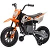AIYAPLAY vaikiškas elektrinis motociklas, 12V vaikiškas motociklas su muzika, vaikiška transporto priemonė su nuimamais mokomaisiais ratais, 2,4-5 km/val., skirtas 3-6 metų vaikams, ne daugiau kaip 30 kg, oranžinis