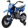 AIYAPLAY vaikiškas elektrinis motociklas, 12V vaikiškas motociklas su muzika, vaikiška transporto priemonė su nuimamais mokomaisiais ratais, 2,4-5 km/val., skirtas 3-6 metų vaikams, ne daugiau kaip 30 kg, mėlynos spalvos