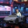AIYAPLAY vaikiškas elektromobilis, 12 V, su 2,4 G nuotolinio valdymo pultu, muzika, amortizatoriais, žibintais, USB/MP3 jungtimi, atbulinės eigos funkcija, 3-5 km/h, vaikams nuo 3-5 metų, pilkas