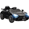 AIYAPLAY vaikiškas elektromobilis 12 V su 2,4 G nuotolinio valdymo pulteliu, USB, MP3, muzika, šviesomis, sklandžia paleidimo funkcija, atbuline eiga, 3–5 km/h, 3–6 metų vaikams, juodas