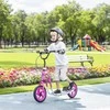AIYAPLAY vaikiškas paspirtukas su reguliuojamu vairu, dideliais ratais, stovėjimo kojelė, rankinis stabdys, vaikams nuo 5-12 metų, rožinis