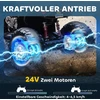 AIYAPLAY vaikiškas elektrinis keturratis, 24V elektromobilis su 4 ratais, priekiniais žibintais, USB jungtimi, MP3 funkcija, 6,5 km/h, 3-8 metams
