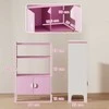 AIYAPLAY vaikiška knygų lentyna, 2 lentynos, 2 spintelės, laisvai pastatoma, apsauga nuo apvirtimo, neslystančios kojelės, MDF, rožinė ir balta