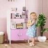 AIYAPLAY vaikiška knygų lentyna, 2 lentynos, 2 spintelės, laisvai pastatoma, apsauga nuo apvirtimo, neslystančios kojelės, MDF, rožinė ir balta