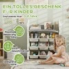 AIYAPLAY Vaikų lentyna 4 pakopų žaislų lentyna su 9 išimamomis dėžutėmis, lentyna, kabliukai, vaikų kambario lentyna vaikų darželiui, žaidimų kambariui, 77 x 42 x 94 cm, kreminės baltos spalvos