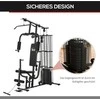 Aosom "HOMCOM Gym Multigym" treniruoklių stotelė su svarmenimis, kojų pritraukimu ir kojų lenkimu, metalas ir PU dirbtinė oda, juoda