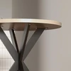 Apvalus valgomojo stalas 75 x 75 cm, modernus virtuvės stalas 2–4 asmenims su voro formos kojomis, rudas