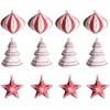 Beliani 12 vnt. kalėdinių eglutės papuošalų rinkinys GIDEALVEN Papier-mâché raudona/balta