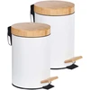 Beliani 2 šiukšliadėžių su pedalu rinkinys 3 l ECOSMART metalinis baltas