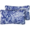 Beliani 2 sodo pagalvių rinkinys GLIMMER Augalinis raštas 30 x 50 cm mėlynas