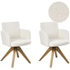 Beliani 2 valgomojo kėdžių komplektas, besisukančios EVELYN, buklė audinys, pieno balta
