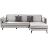 Beliani 3 asmenų kampinė sofa ALTAN, veliūrinė, šviesiai pilka, kairinė