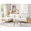 Beliani 3 asmenų kampinė sofa SIMOS, bouclé audinys, balta, dešininė