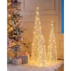 Beliani 3 LED Kalėdinių dekoracijų rinkinys SONDER Eglutė 40/60/80 cm Balta