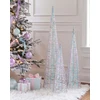 Beliani 3 LED Kalėdinių dekoracijų rinkinys SONDER Eglutė 40/60/80 cm Balta