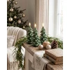 Beliani 3 LED žvakių rinkinys VELOURA Kalėdų eglutė 16 cm žalia