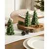 Beliani 3 LED žvakių rinkinys VELOURA Kalėdų eglutė 16 cm žalia
