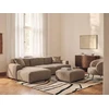 Beliani 3 vietų modulinė kampinė sofa HEDE, ruda, su pufu, dešininė