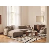 Beliani 3 vietų modulinė kampinė sofa HEDE, ruda, su pufu, dešininė