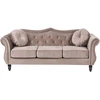 Beliani 3 vietų sofa SKIEN, aksominė, smėlio pilkos spalvos