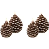 Beliani 4 LED žvakių komplektas IVRESSE kankorėžis 15/12 cm rudas