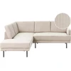 Beliani 4 vietų kampinė sofa BREDA, velvetas, smėlio spalvos, dešininė