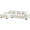 Beliani 4 vietų kampinė sofa LUNGO Boucle, balta, dešininė