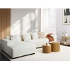 Beliani 4 vietų kampinė sofa LUNGO Boucle, balta, dešininė