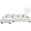 Beliani 4 vietų kampinė sofa LUNGO Boucle, balta, dešininė