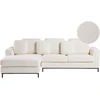 Beliani 4 vietų kampinė sofa OSLO, balta, dešininė, boucle audinys