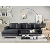Beliani 4 vietų kampinė sofa OSLO Natūrali oda Juoda Dešininė