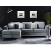 Beliani 4 vietų kampinė sofa OSLO, veliūras, pilka, dešininė
