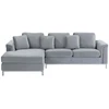 Beliani 4 vietų kampinė sofa OSLO, veliūras, pilka, dešininė