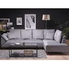 Beliani 4 vietų L formos sofa LUNNER, pilkos spalvos velvetas, kairinė