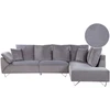 Beliani 4 vietų L formos sofa LUNNER, pilkos spalvos velvetas, kairinė