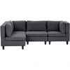 Beliani 4 vietų modulinė kampinė sofa UNSTAD Dešininė Tamsiai pilka