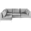 Beliani 4 vietų modulinė sofa EVJA dešininė pilka veliūrinė