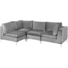 Beliani 4 vietų modulinė sofa EVJA dešininė pilka veliūrinė