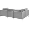 Beliani 4 vietų modulinė sofa EVJA dešininė pilka veliūrinė