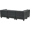 Beliani 4 vietų modulinė sofa UNSTAD Dešininė Juoda ekologiška oda