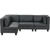 Beliani 4 vietų modulinė sofa UNSTAD Dešininė Juoda ekologiška oda