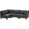 Beliani 4 vietų modulinė sofa UNSTAD Dešininė Juoda ekologiška oda