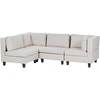 Beliani 4 vietų modulinė sofa UNSTAD Dešininė Šviesiai smėlio spalvos